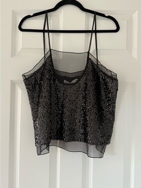 Zara Black Sequin Spaghetti-Strap Camisole